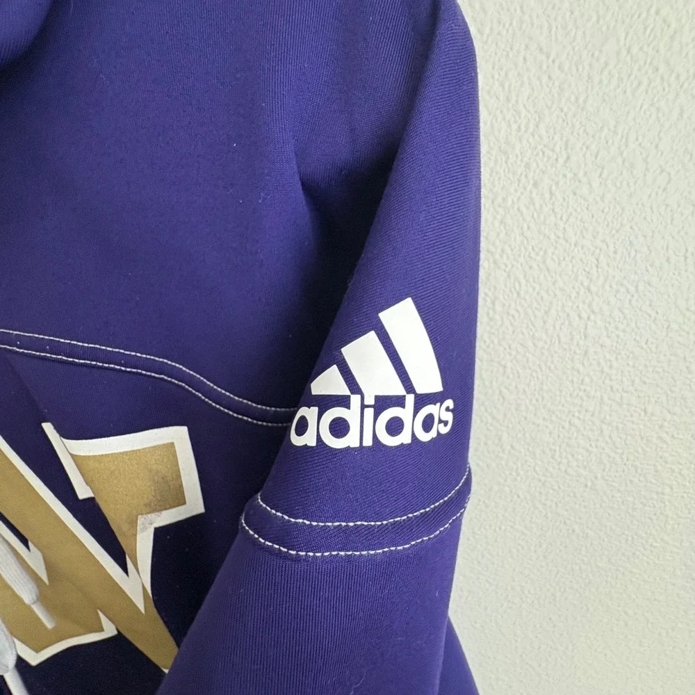 Adidas University of Washington Huskies Purple Gold Hoodie Mens Medium W Graphic
